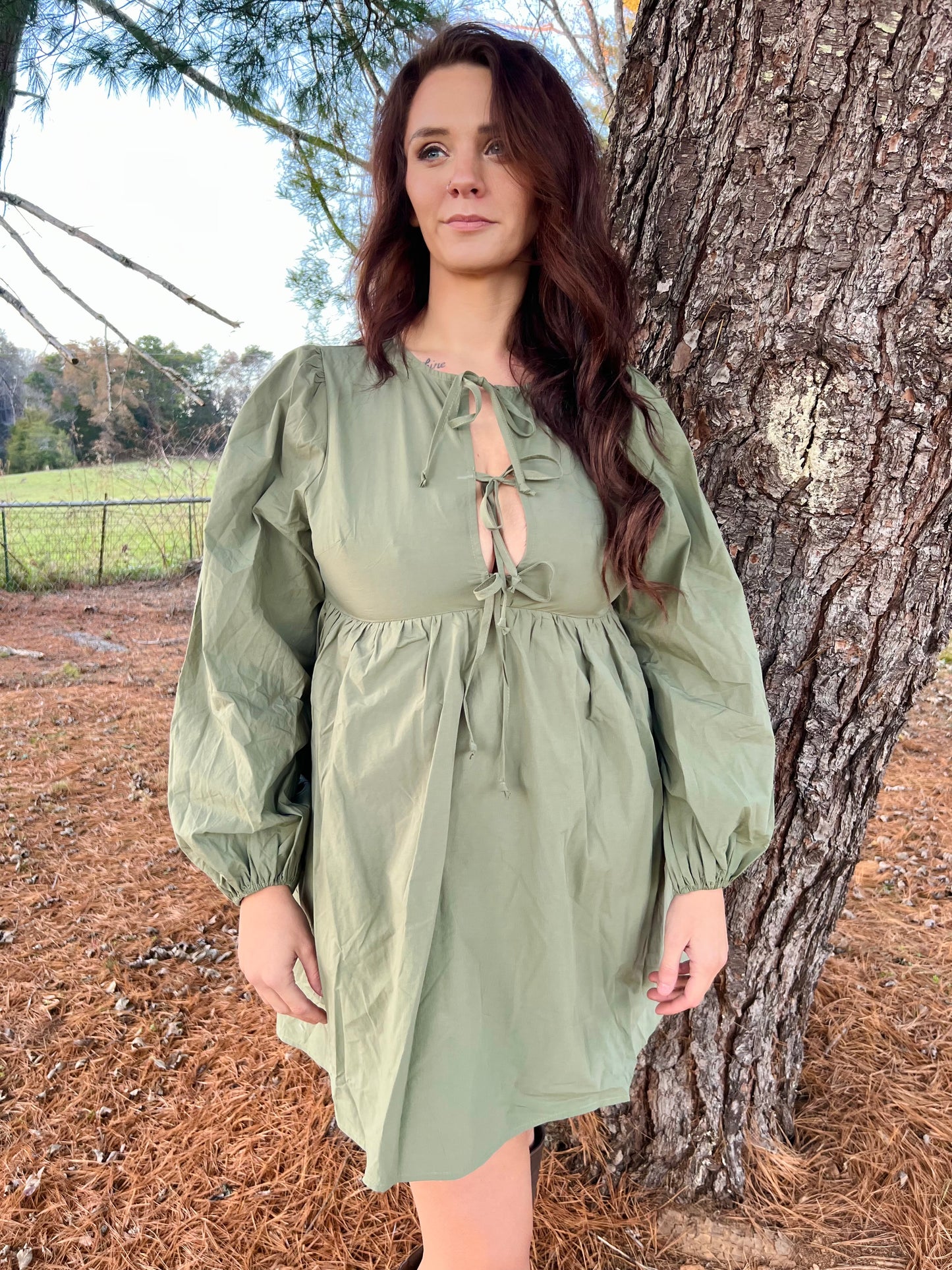 Tie Me Up Spruce Dress