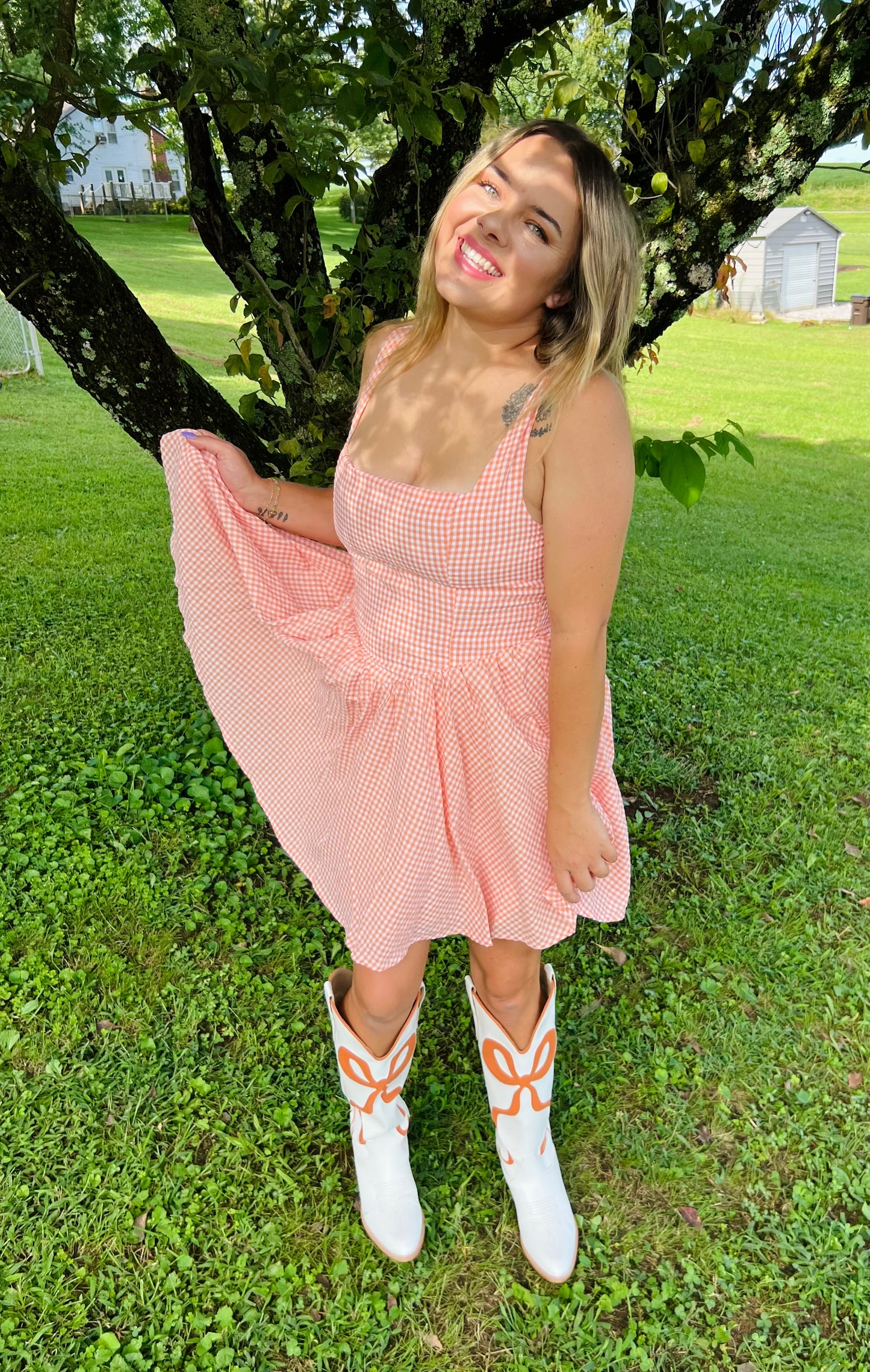 Checkered Smocked Dress