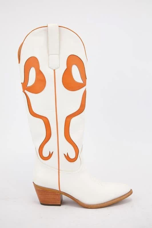 Orange & White Bow Boots