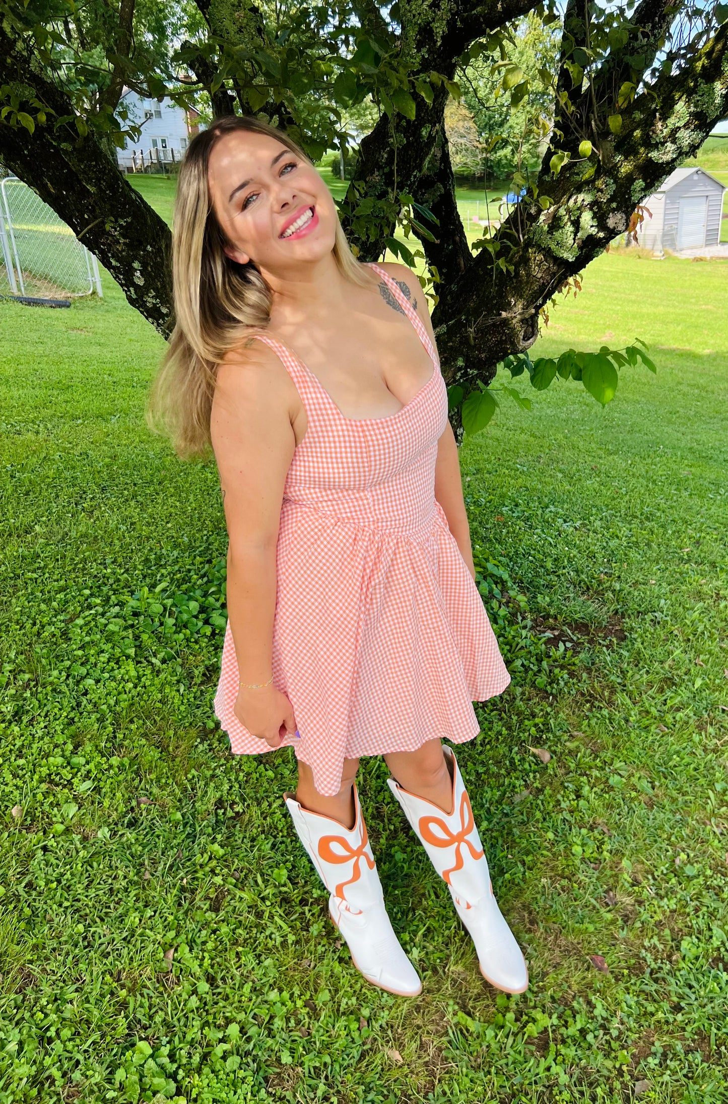 Checkered Smocked Dress