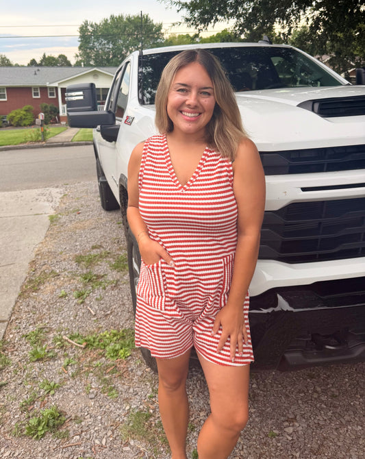 Rust Stripe Romper