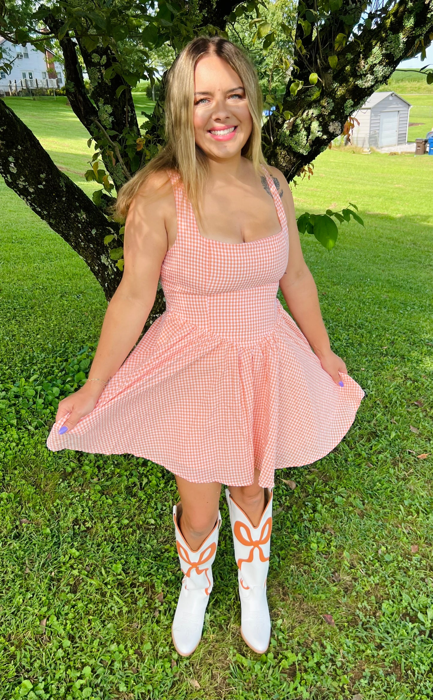 Checkered Smocked Dress