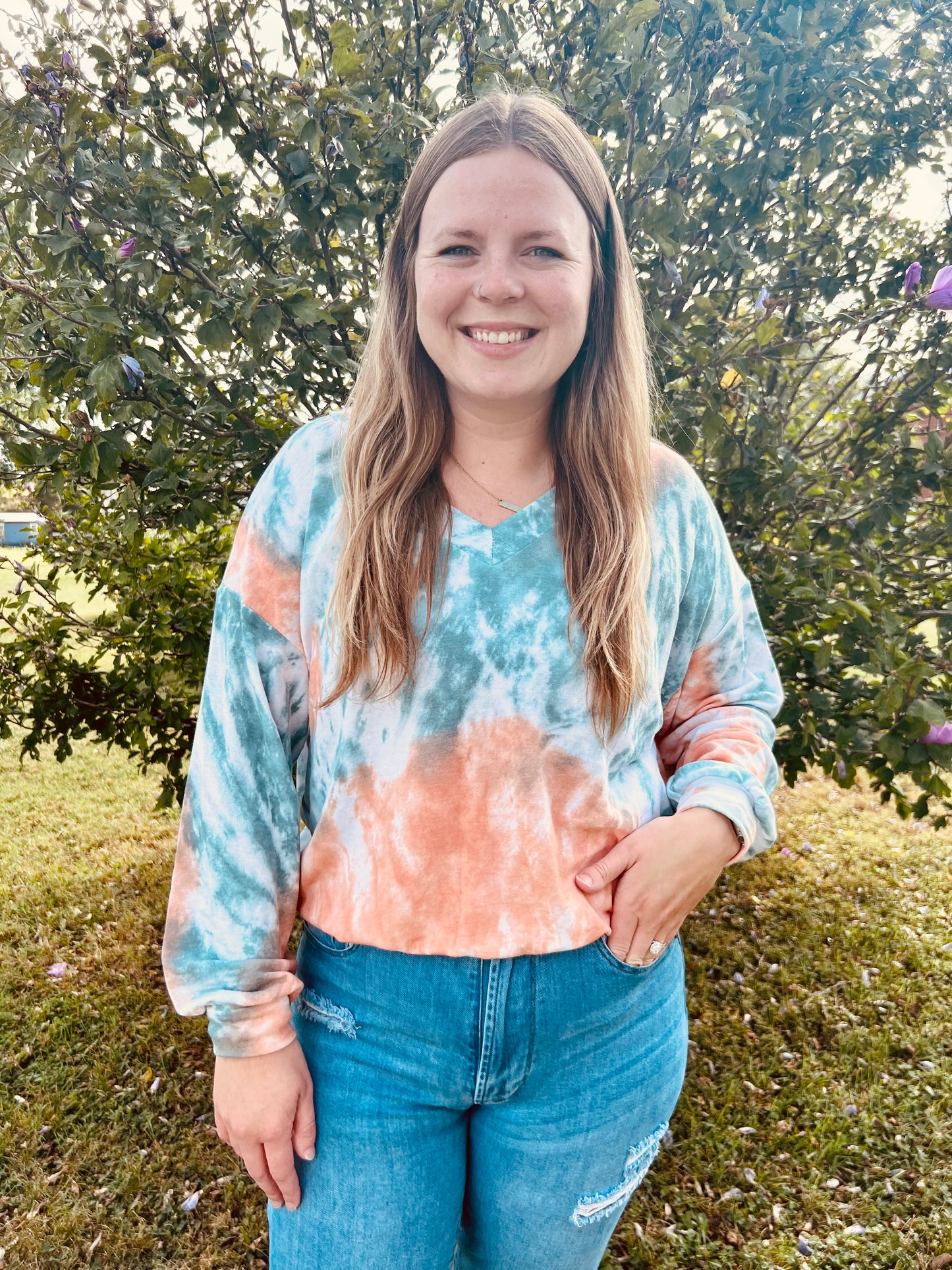 Tie Dye V-Neck Long Sleeve