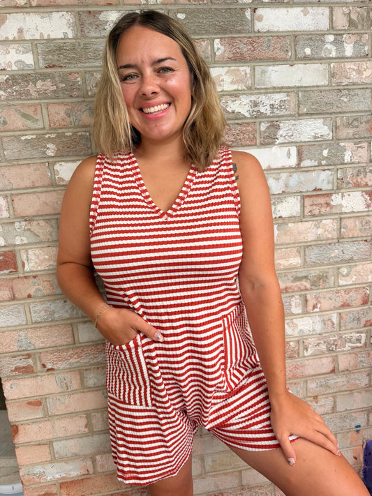 Rust Stripe Romper