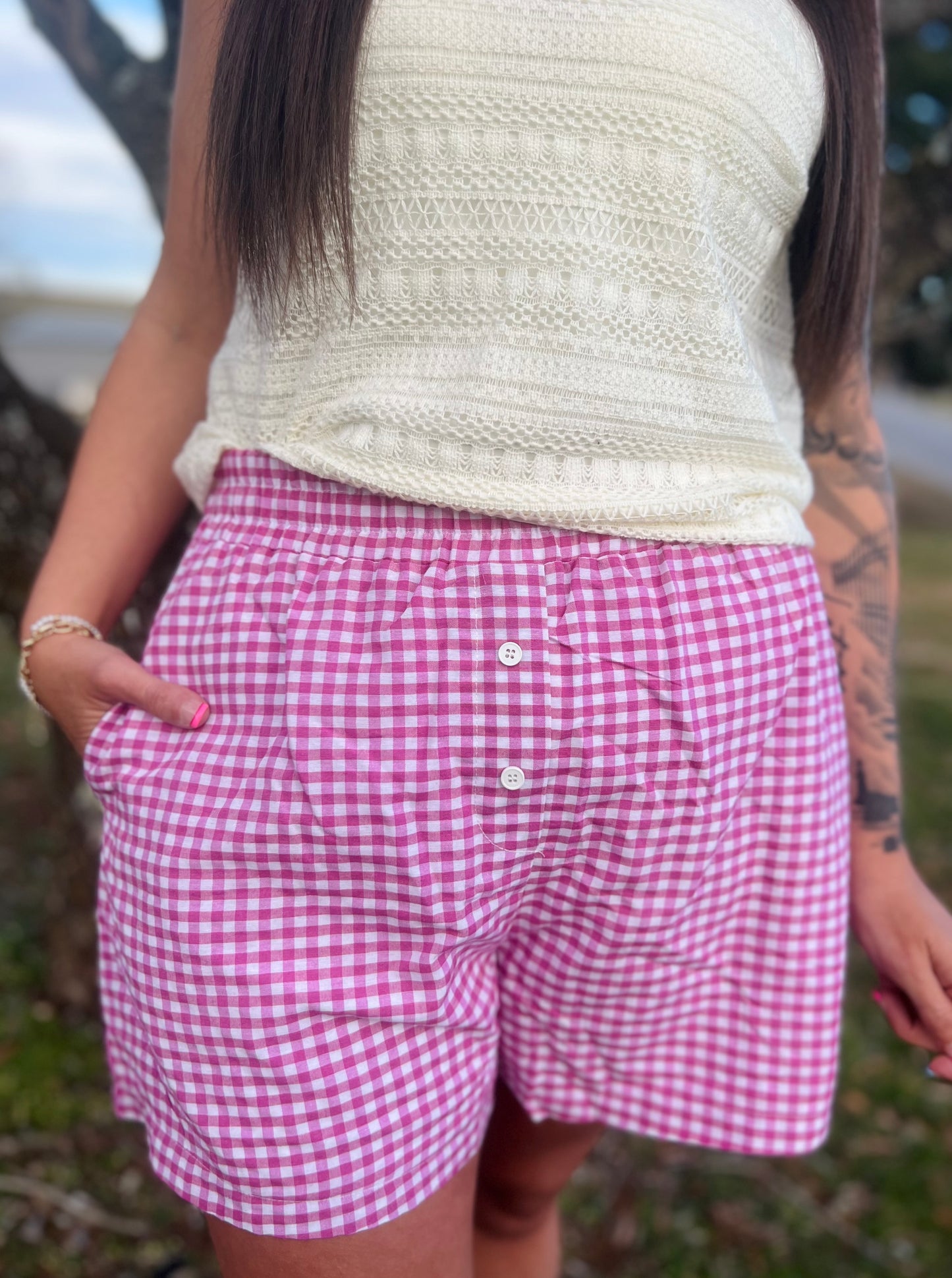 Purple/pink Boxer Style Shorts