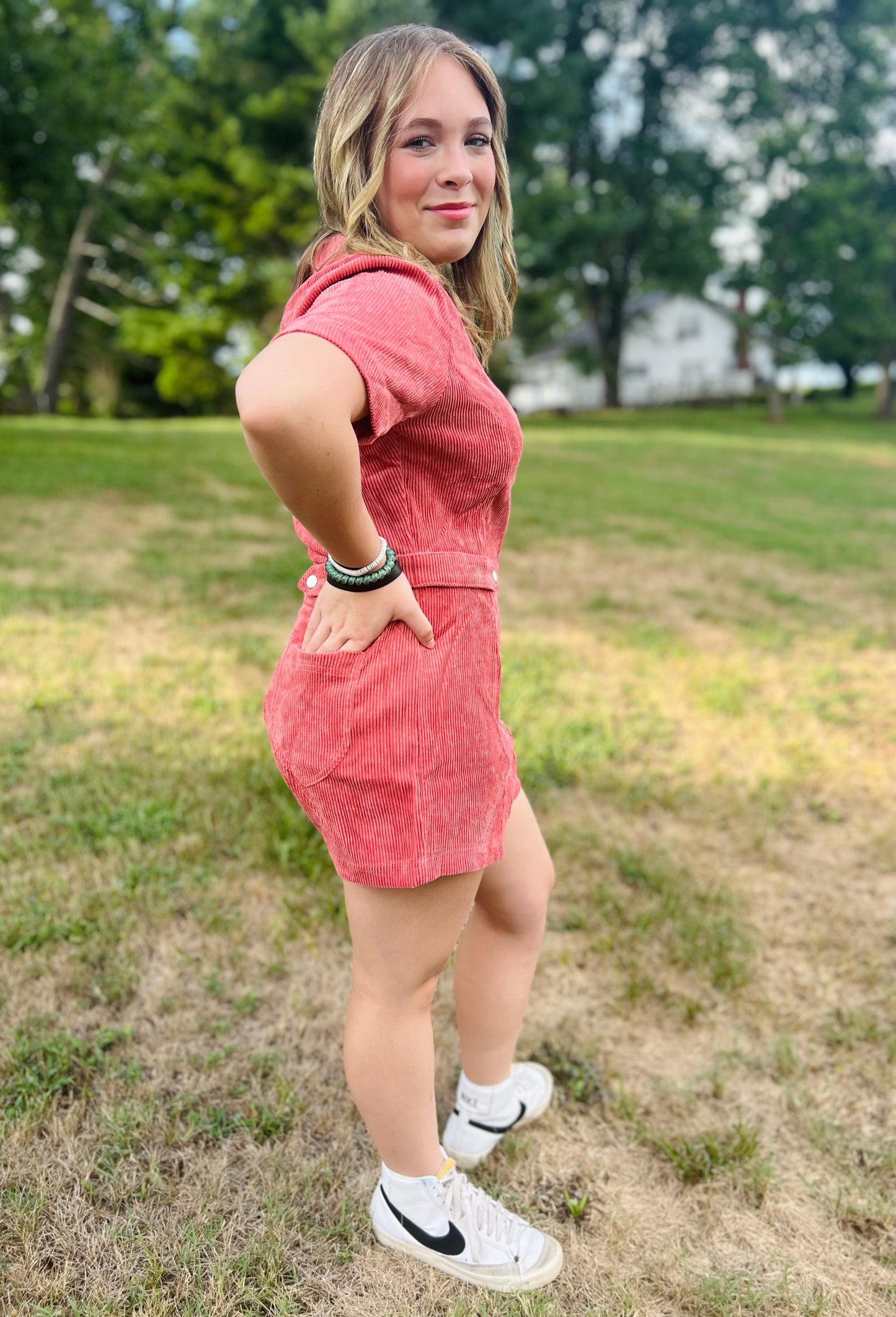 Strawberry Wine Corduroy Romper