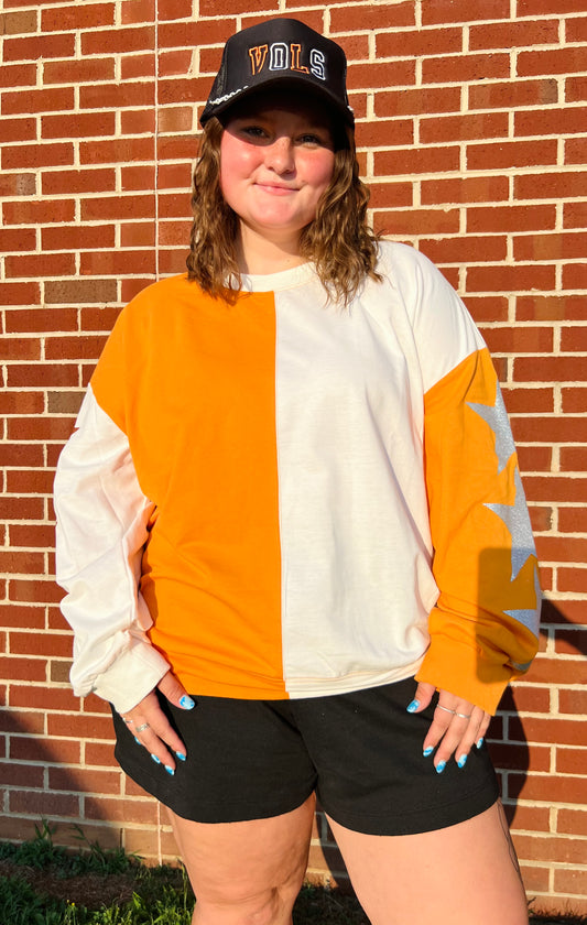 Orange & White Star Long Sleeve