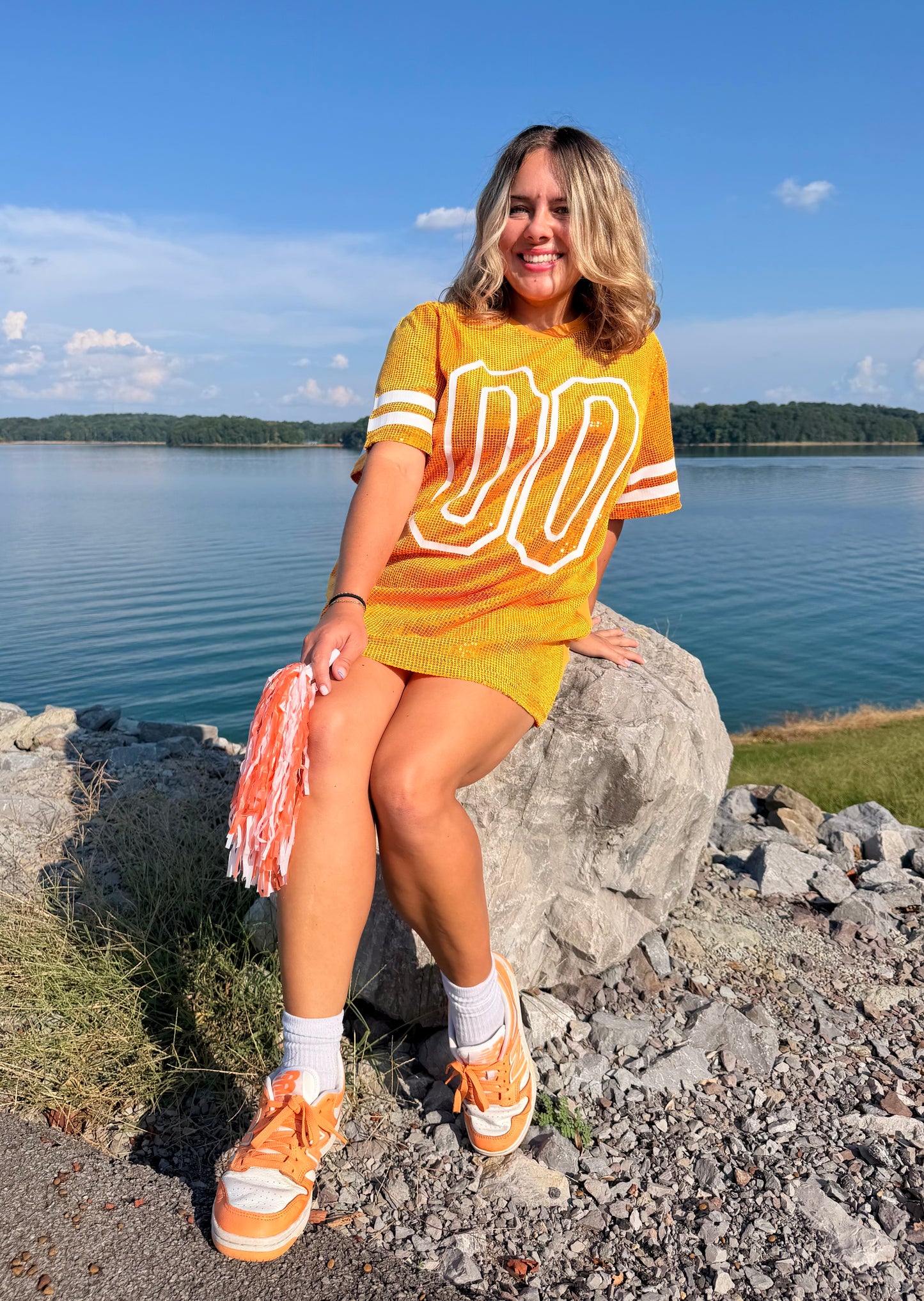 Orange Sequin Jersey Dress