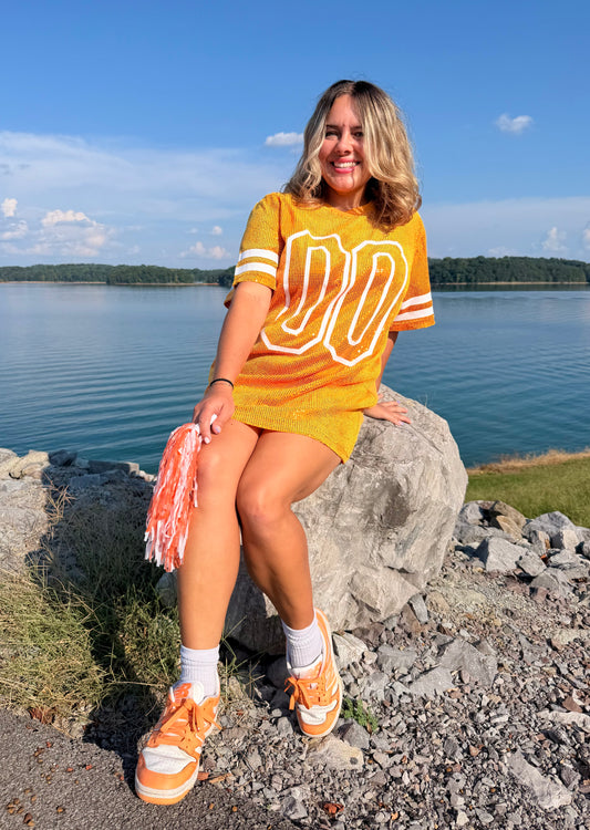 Orange Sequin Jersey Dress
