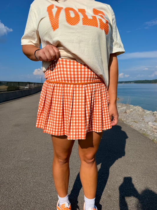 Gingham Orange Active Skort