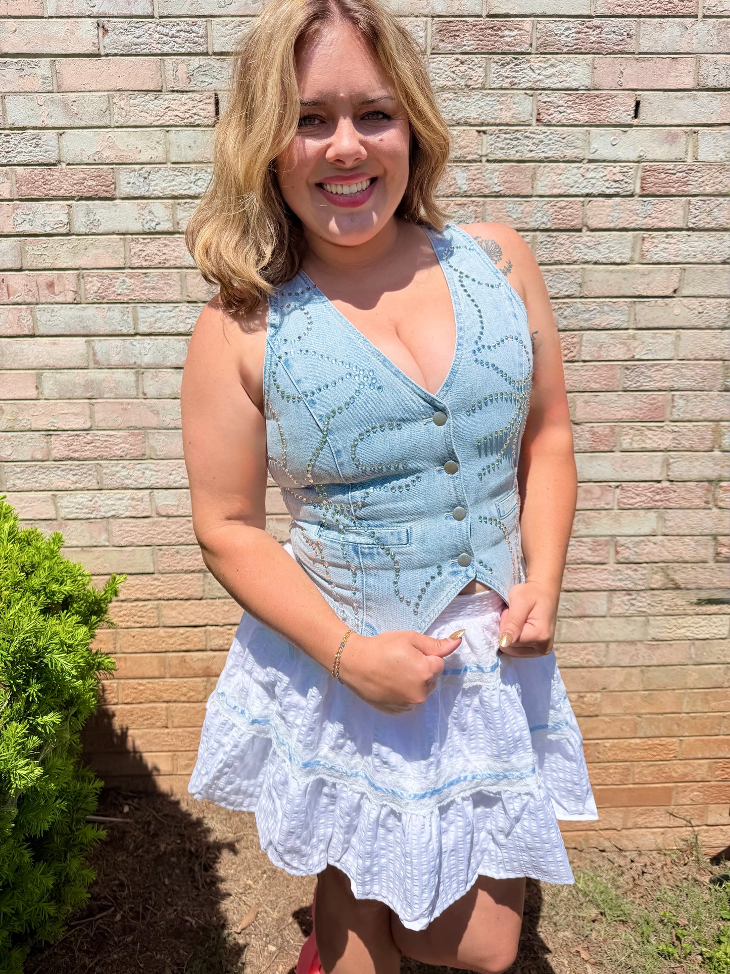 Rhinestone Denim Vest
