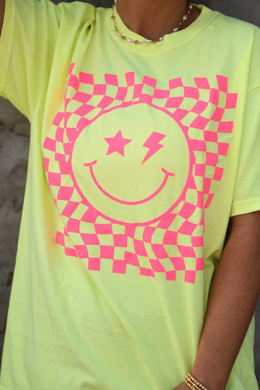 Checker Smiley Puff Tee