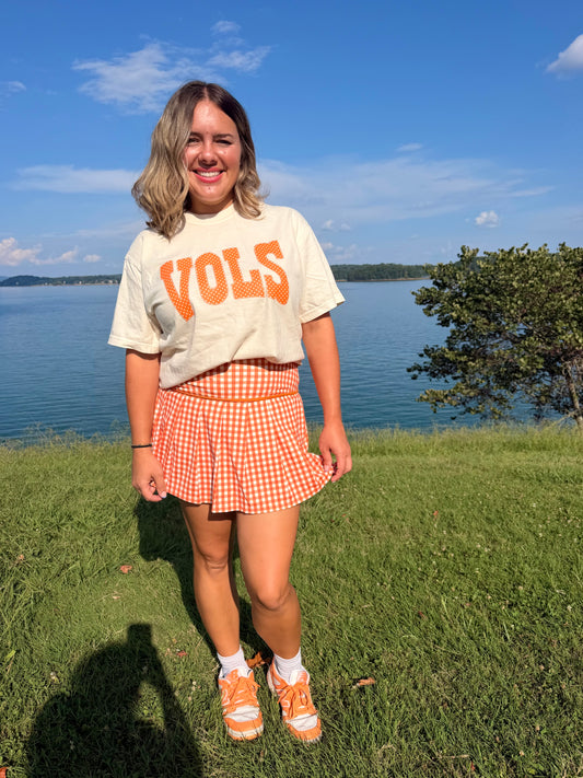 Gingham Orange Active Skort