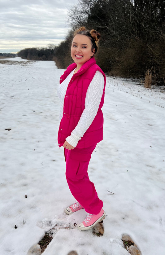 After Your Heart Pink Puffer Vest