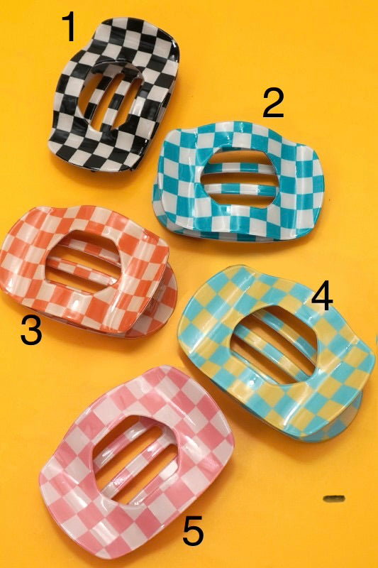 Checkered Flat Lay Hair Clips