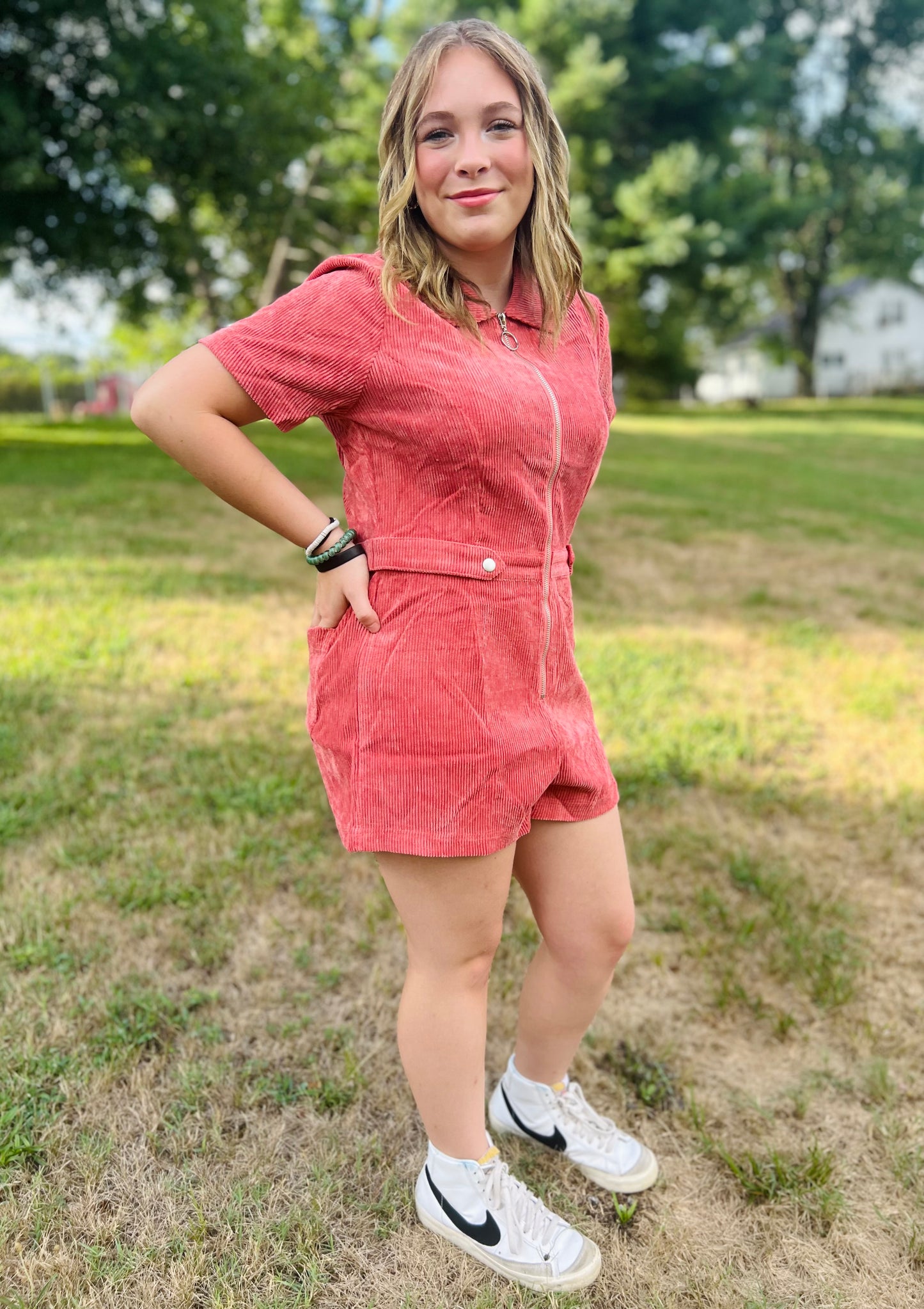 Strawberry Wine Corduroy Romper