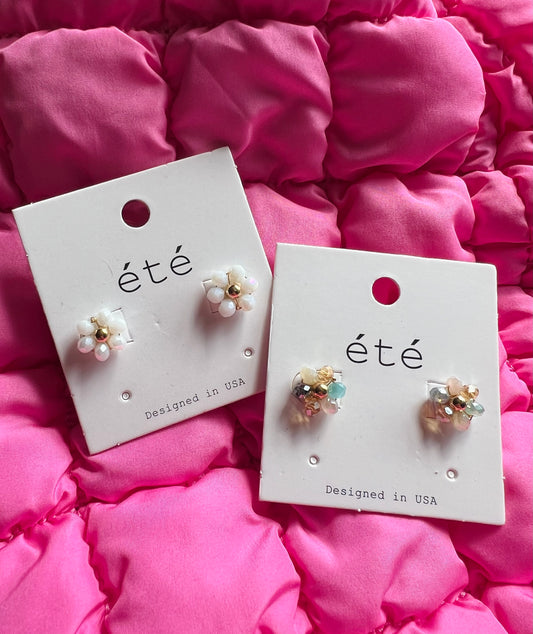 Flower Bead Stud Earrings