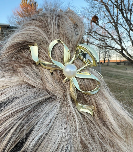 Gold Bow Hair Clip