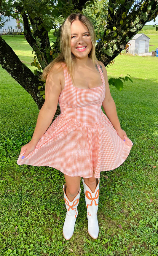 Checkered Smocked Dress
