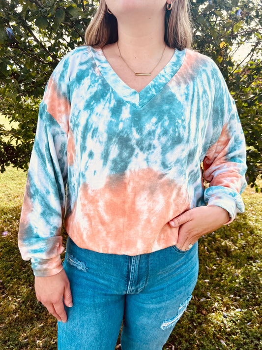 Tie Dye V-Neck Long Sleeve