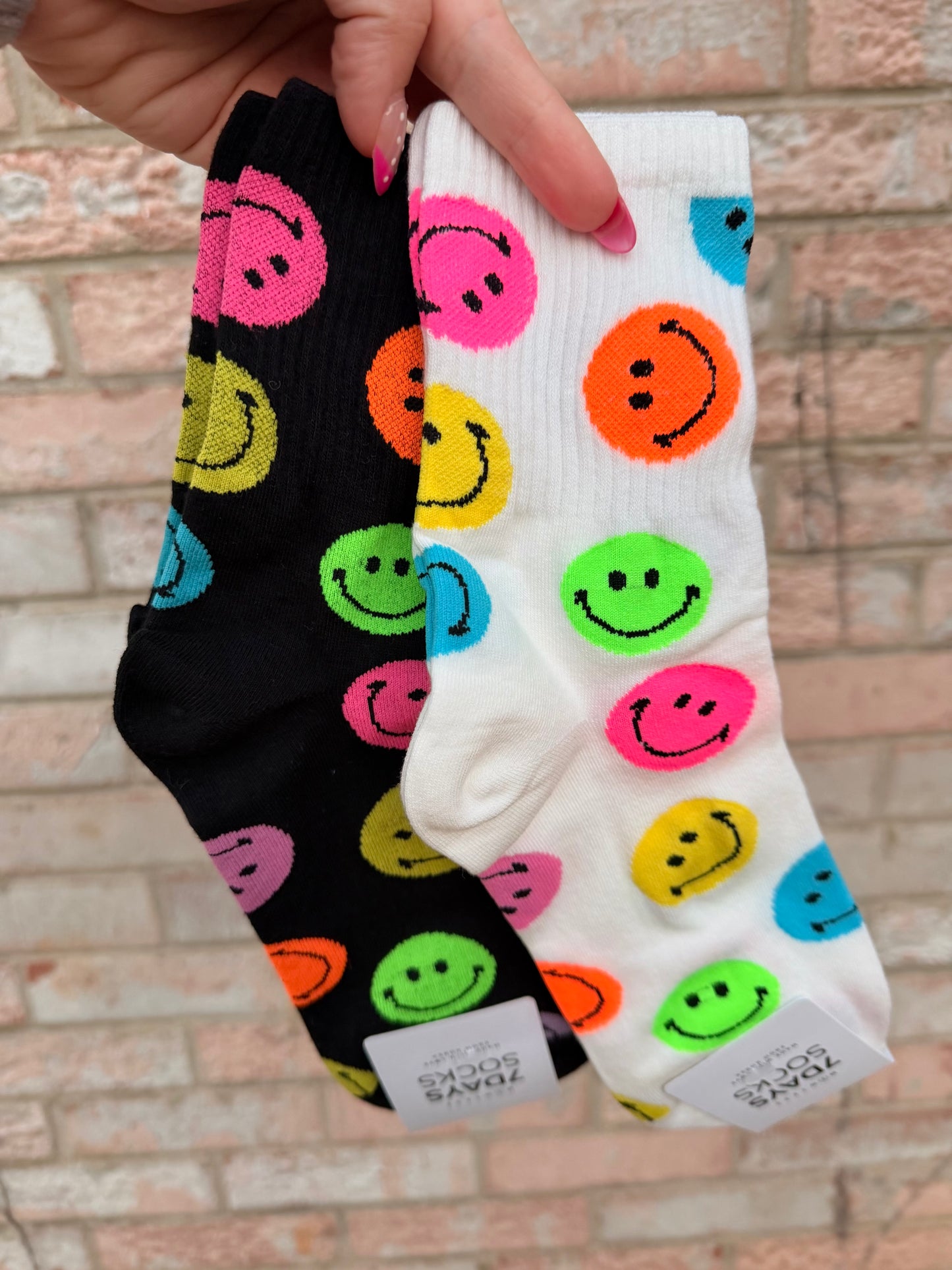 Rainbow Smiley Crew Socks