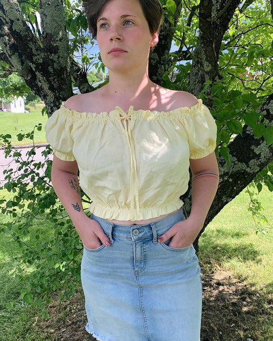 Yellow Off the Shoulder Crop