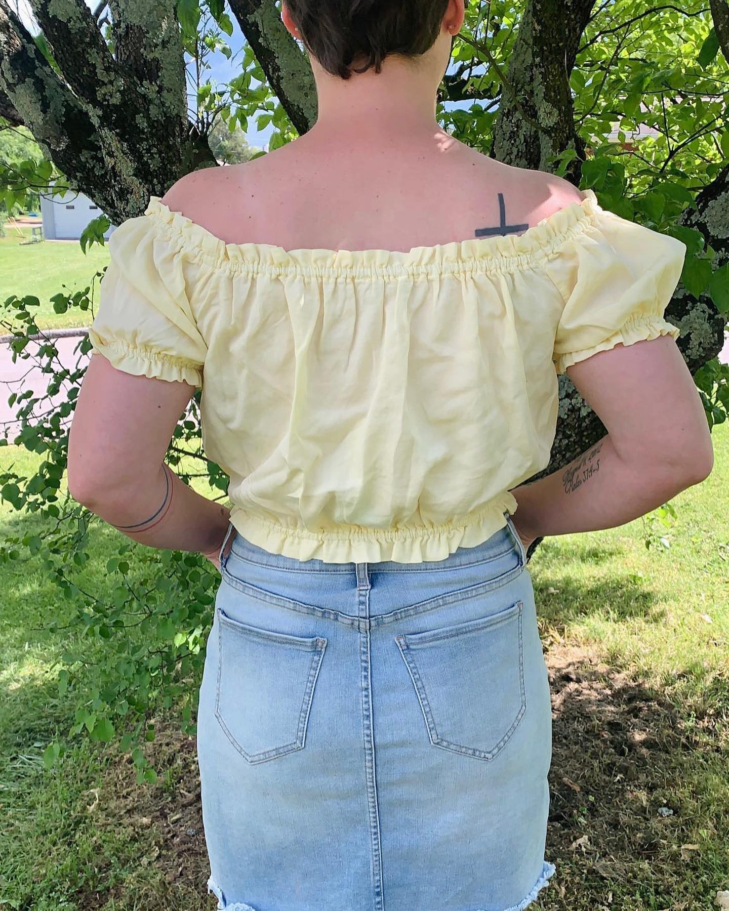 Yellow Off the Shoulder Crop